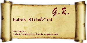 Gubek Richárd névjegykártya